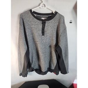 MBX Denim Wear Men's Marled Paneled Henley Gray XXL